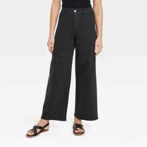 Universal Thread High Rise Sailor Wide Leg Ankle Jeans Black Size 14 NWT
